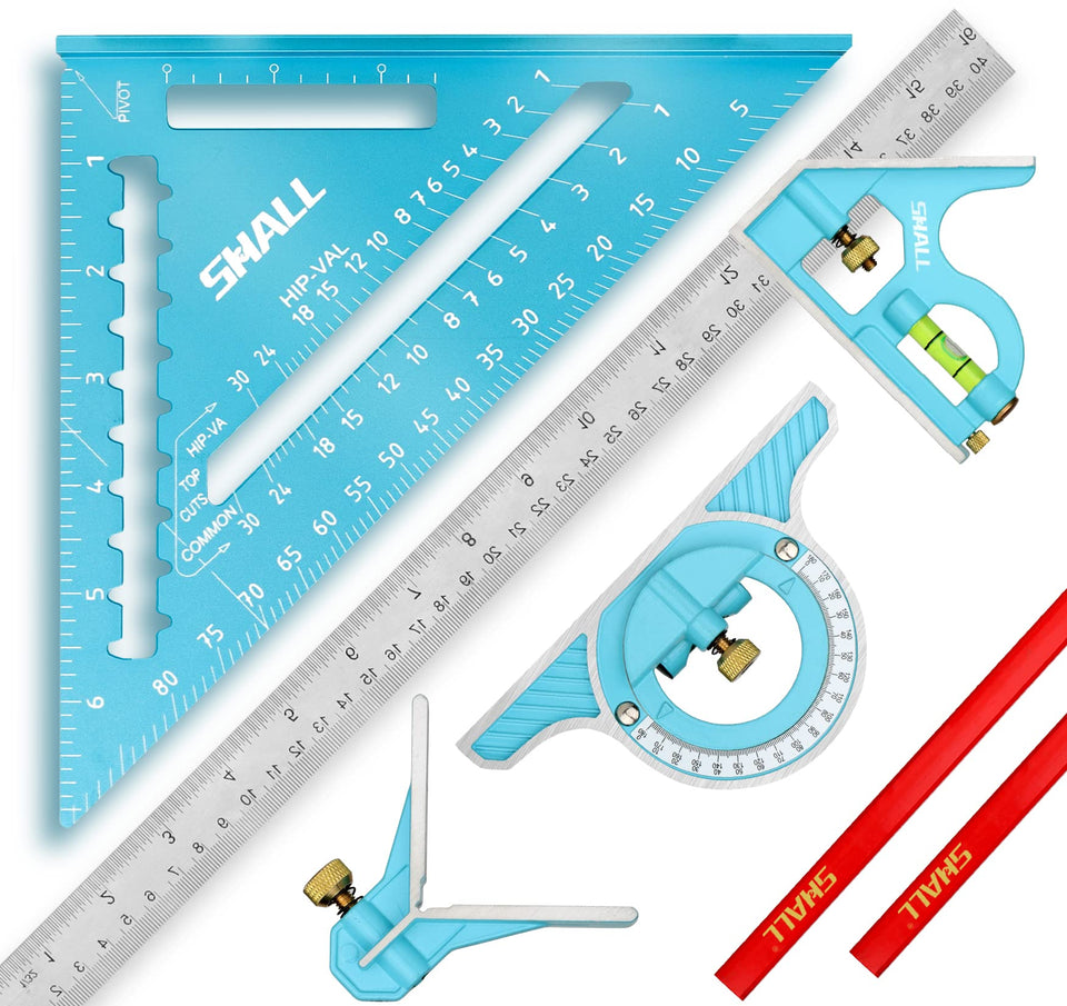 SHALL 7-inch aluminum rafter square with clear edges for precise framing.