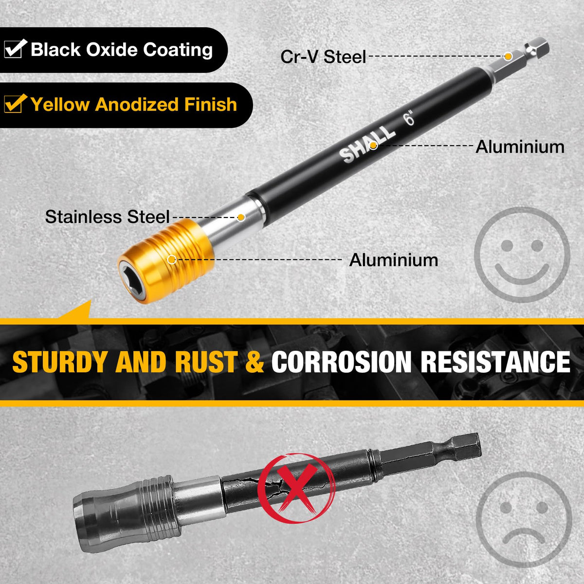 SHALL S2 steel screwdriver bits in black phosphated finish