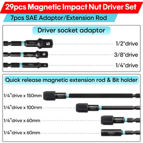 SHALL SAE 11-piece nut drivers in blue coding for easy identification.
