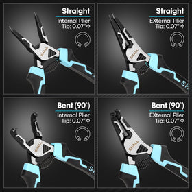 Shall 7 inch external 90 degree snap ring pliers for hard to reach places.
