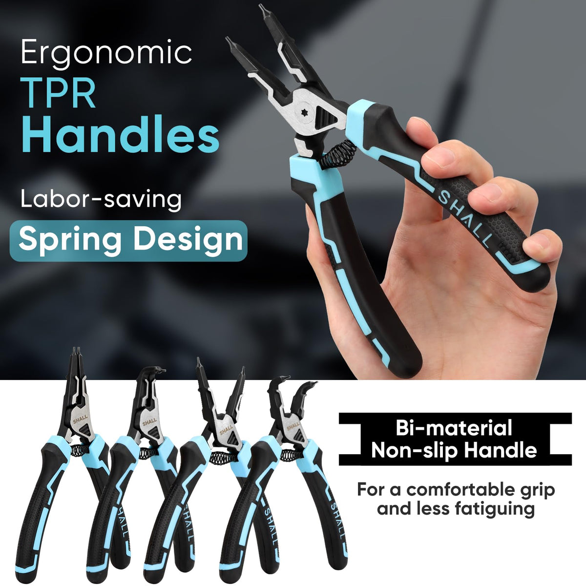 Shall 7 inch external straight snap ring pliers for secure installation.