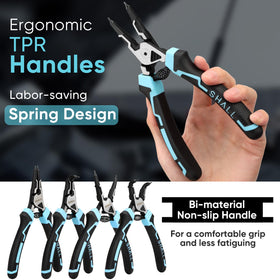 Shall 7 inch external straight snap ring pliers for secure installation.