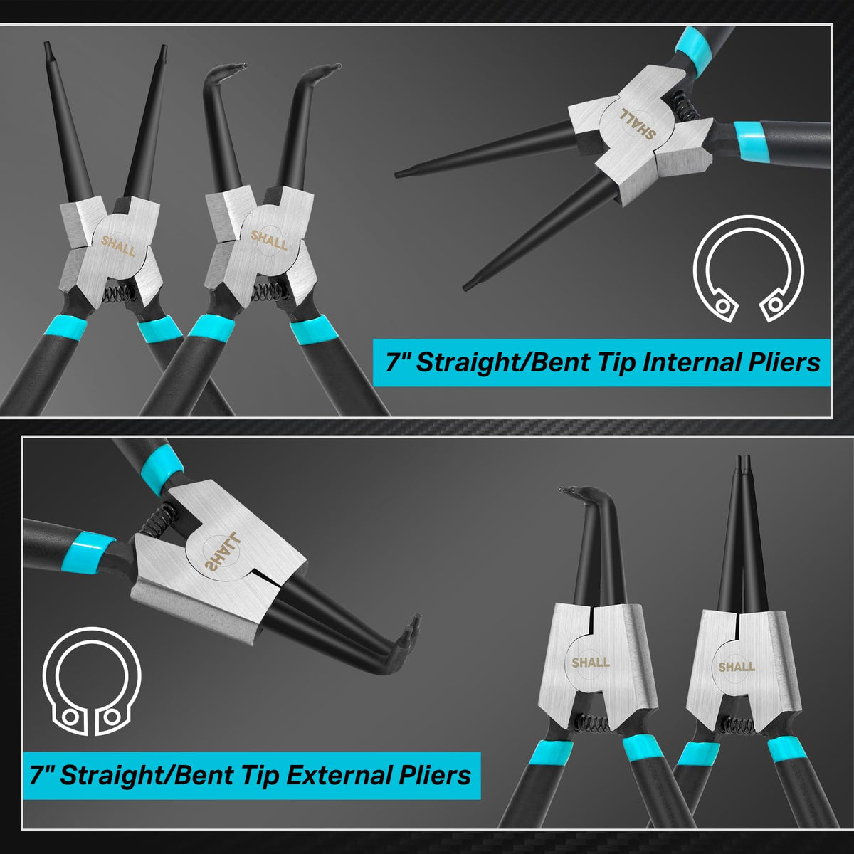 SHALL 90-degree internal snap ring pliers for tight spaces and precision.