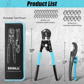 SHALL 3/4-inch clamps included for versatile PEX connections