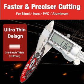 SHALL ultra-thin cut-off disc (3/64 inch) delivers smoother cuts with less heat buildup.