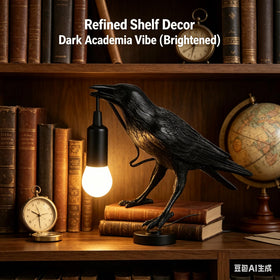 Shandaglo Raven Lamp size 12.2 by 7.1 inches fits desks and shelves.