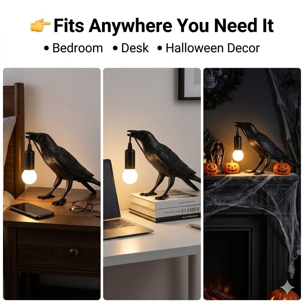 Shandaglo Raven Lamp ideal for bedside or desk mood lighting.