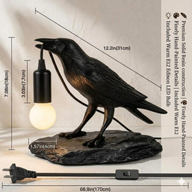 Shandaglo Raven Lamp gothic decor for Halloween or night-time ambiance.