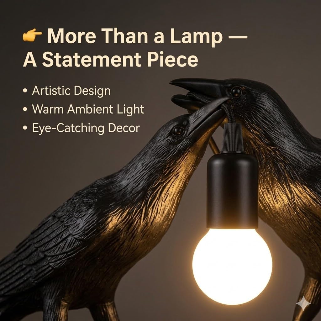 Shandaglo Raven Lamp resin feathers showcase hand-painted texture and premium quality.