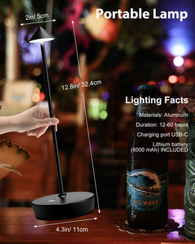 SHANGCAI cordless table lamp with IP54 outdoor rating withstands rain.