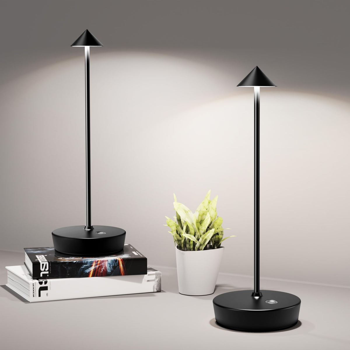 SHANGCAI cordless table lamp on a table for cozy outdoor ambiance.