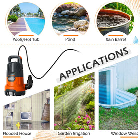 SHANGDA sump pump in-use scene for pools, basements, and gardens.