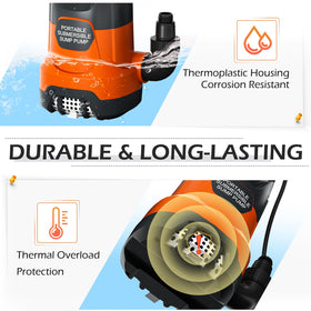 SHANGDA sump pump thermal overload protects during heavy draining tasks.