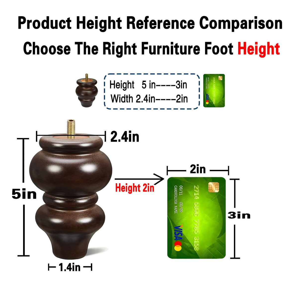 Solid eucalyptus legs provide durable support for heavy dressers and cabinets.