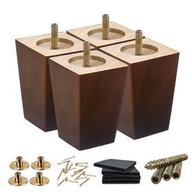 SHANJUE 4in brown wood legs for couch upgrade and stability