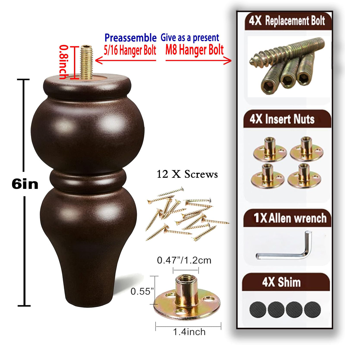 SHANJUE coffee table legs espresso round design for refined style