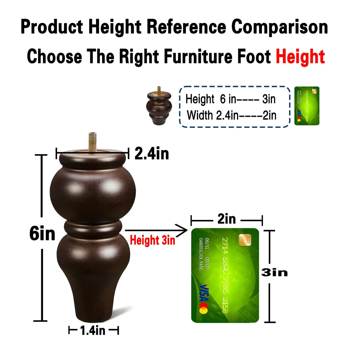 SHANJUE pack of 4 sofa legs in espresso for consistent look