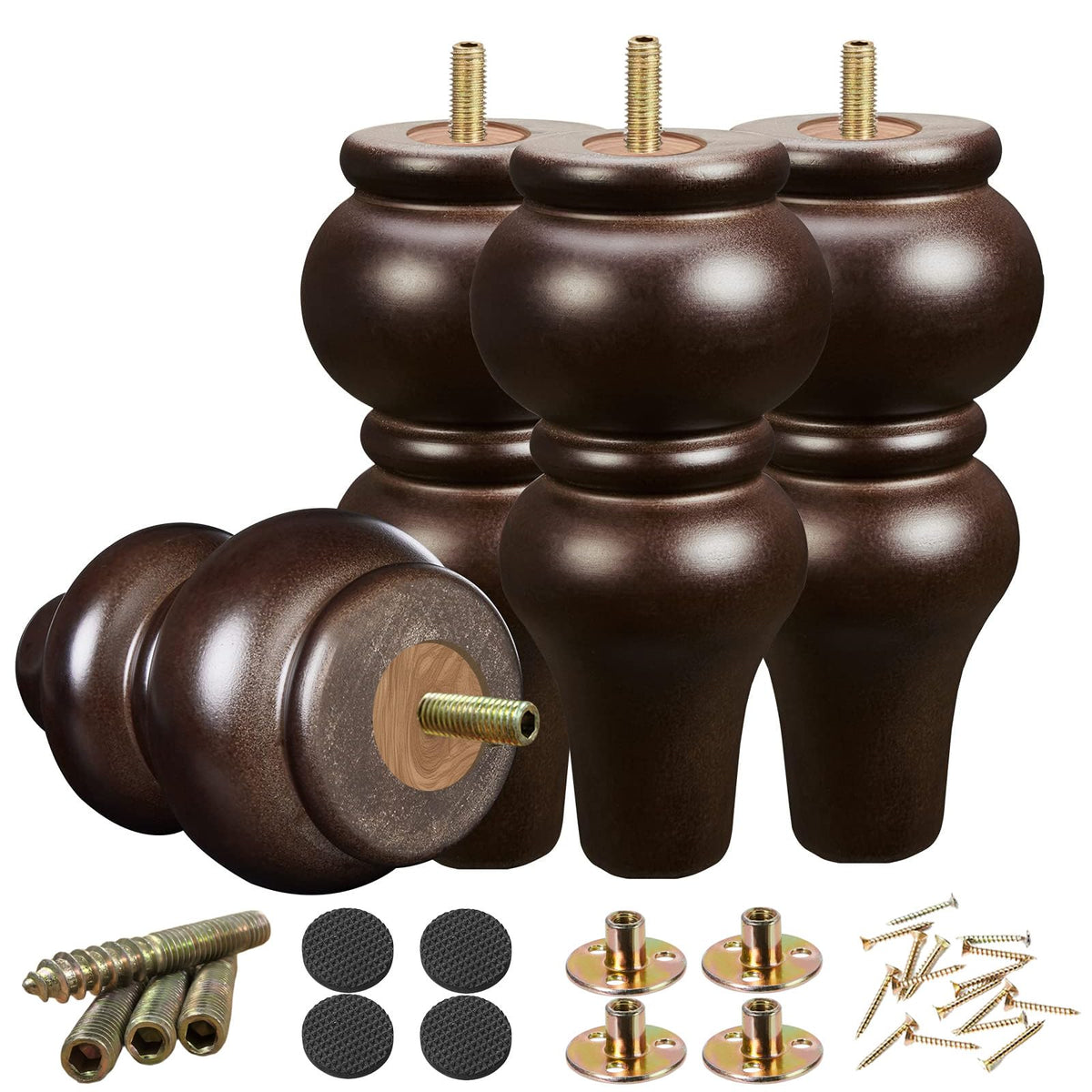 SHANJUE round mid-century 8-inch wood couch legs deliver sturdy eucalyptus support.