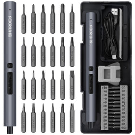Sharden mini electric screwdriver with compact case and magnetic bits for precise gadget repairs