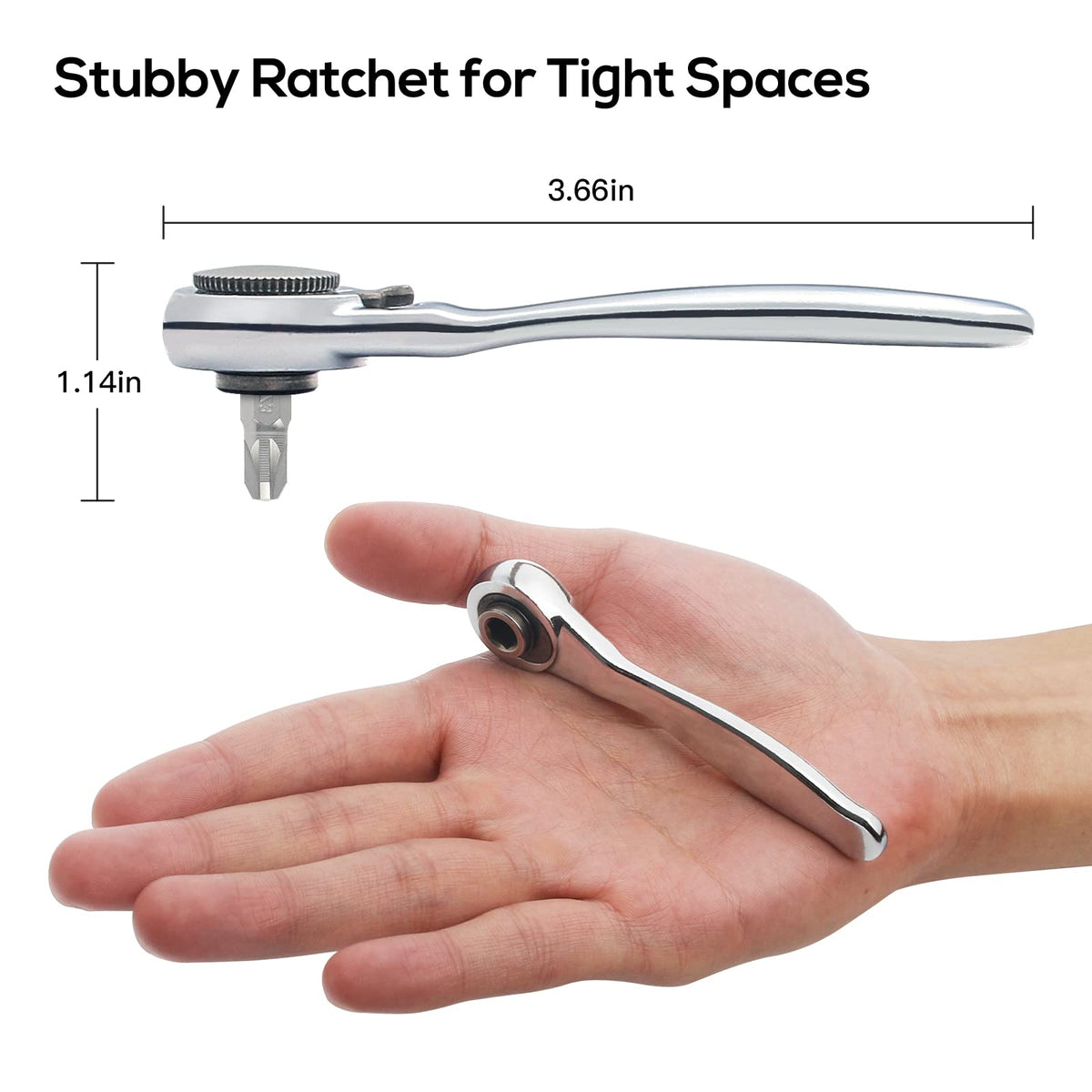Sharden mini ratchet extension reaches confined areas for difficult access.