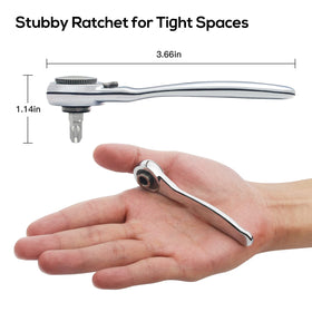 Sharden mini ratchet extension reaches confined areas for difficult access.