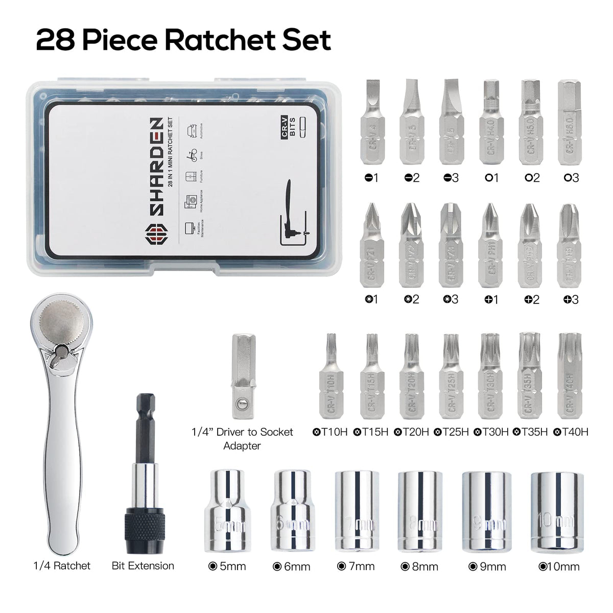 Sharden reversible thumb switch enables quick direction changes.