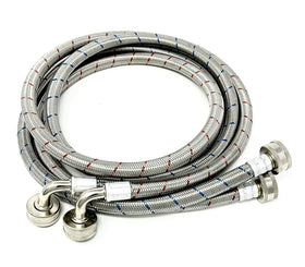 Shark Industrial 2-pack premium stainless steel hoses, 6 ft, red and blue lining for secure laundry connections.