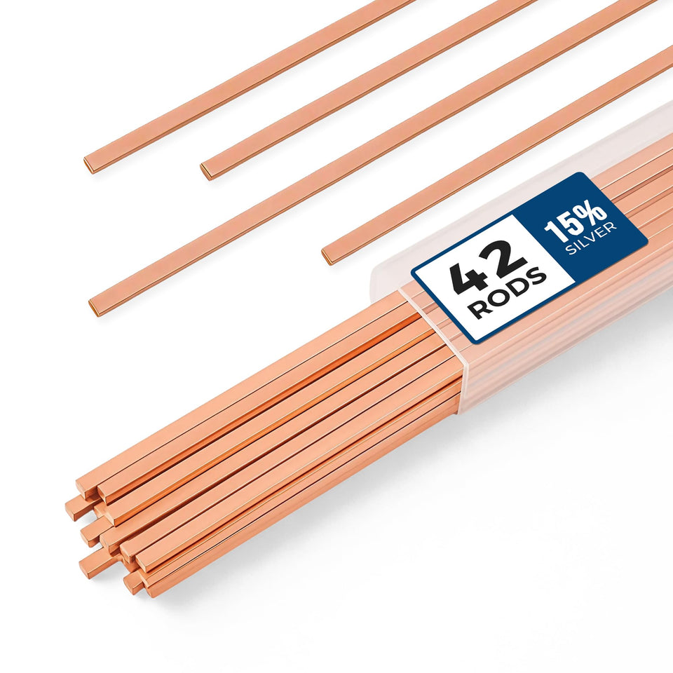 Shark Tears BCuP-5 brazing rod with precise 0.050x1/8x10 dimensions for HVAC joints