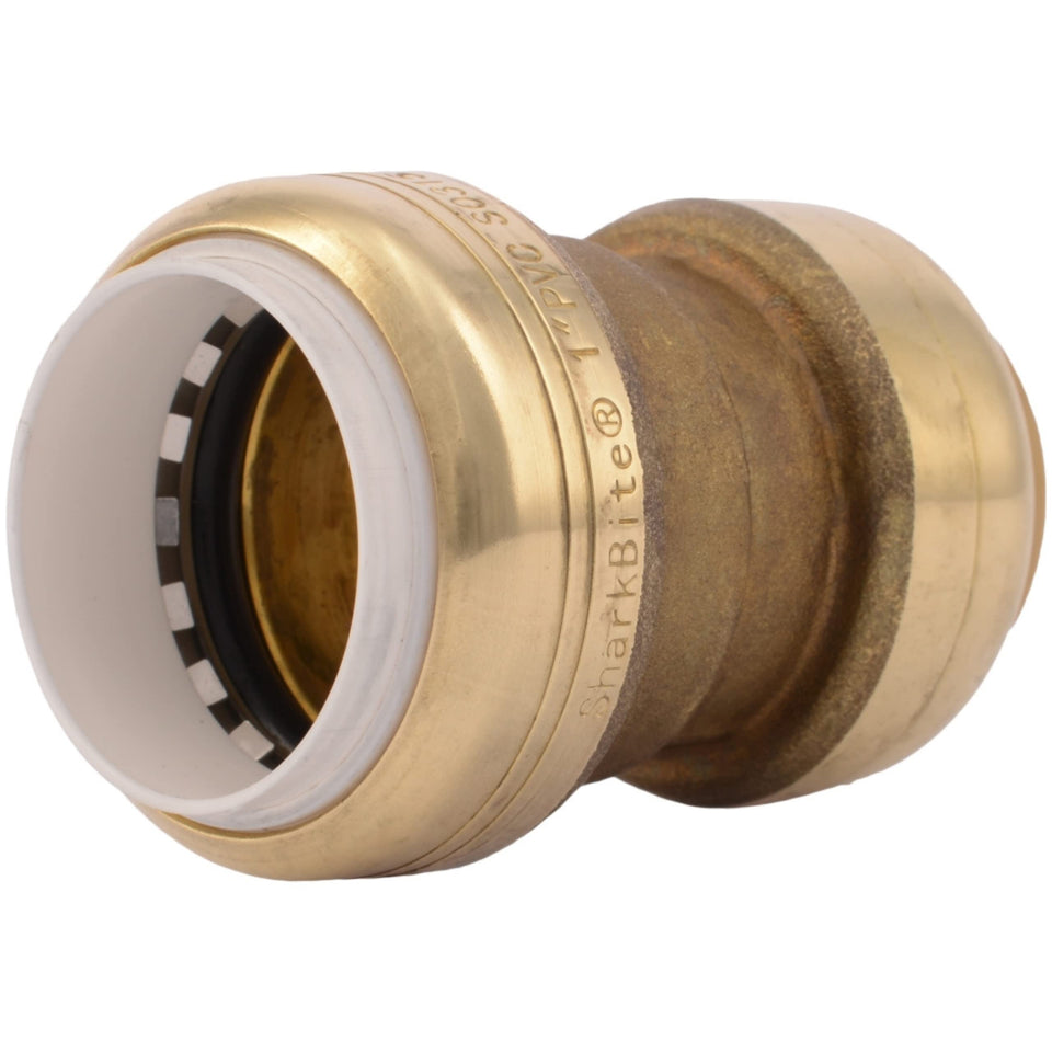 SharkBite 1inch CTS to PVC transition coupling enables quick, tool-free PVC-to-PVC joins