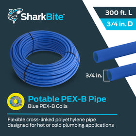 SharkBite blue PEX-B flexible tubing for smoother plumbing runs.