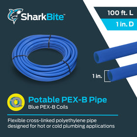 SharkBite blue PEX-B pipe push-to-connect installation