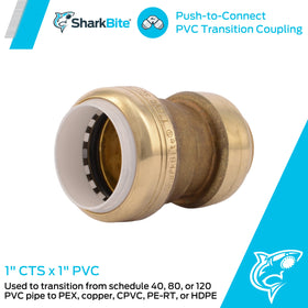 SharkBite brass push-to-connect transition fitting for fast, watertight connections