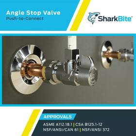 SharkBite chrome angle stop suited for residential or commercial repairs.