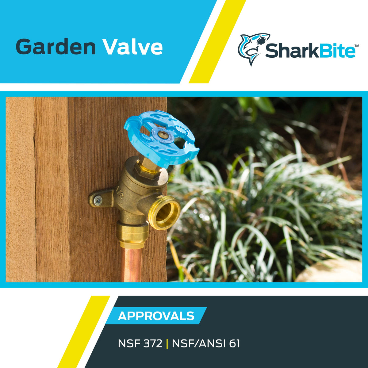 SharkBite valve in use along a wet line for flexible installation.