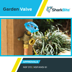 SharkBite valve in use along a wet line for flexible installation.