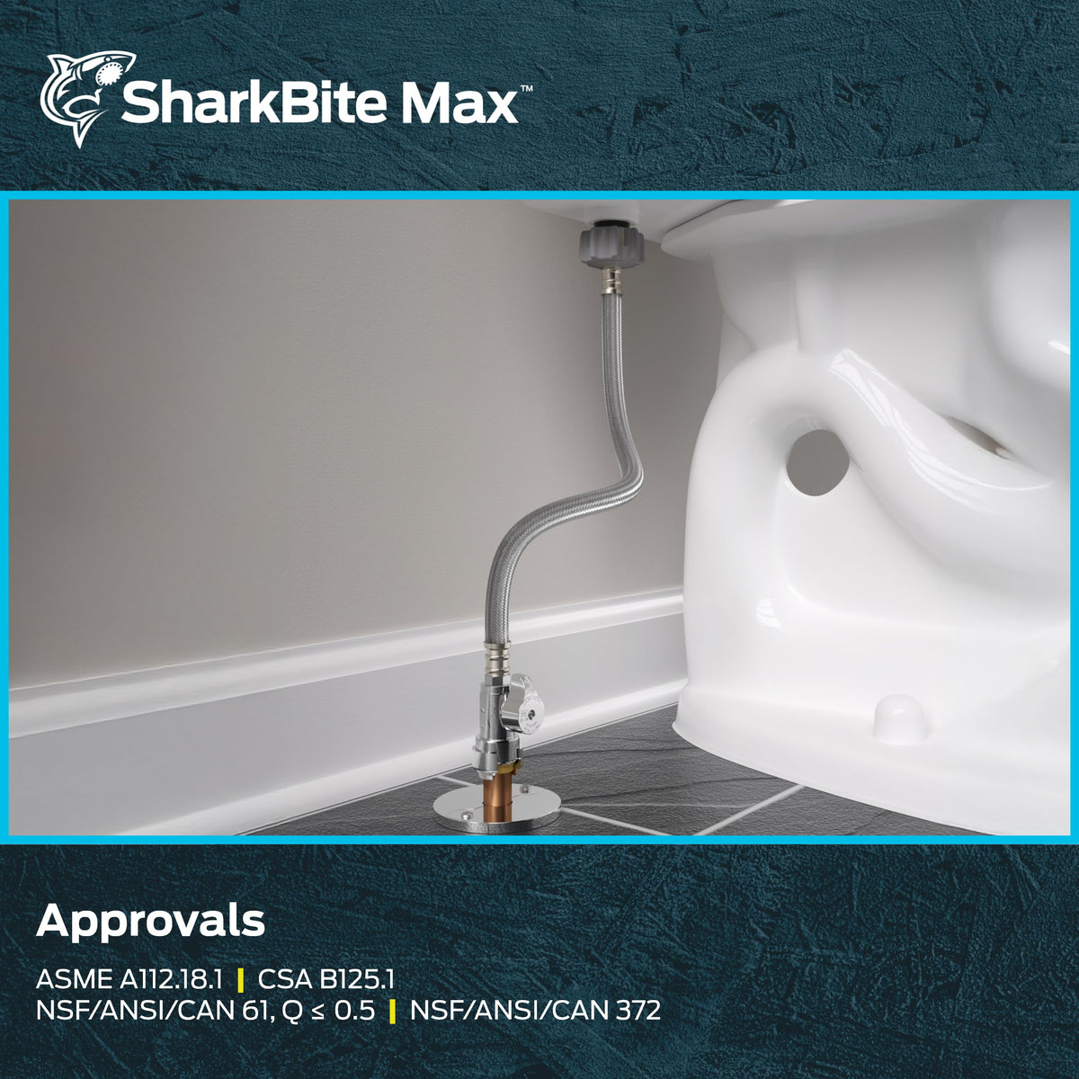 SharkBite Max lead-free DZR brass body ensures durable residential and commercial use.