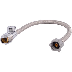 SharkBite Max stainless steel braided toilet connector with 16 inch length for flexible, leak-resistant installs.
