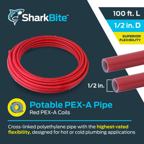 SharkBite PEX-A red tubing demonstrates flexible routing for install efficiency.
