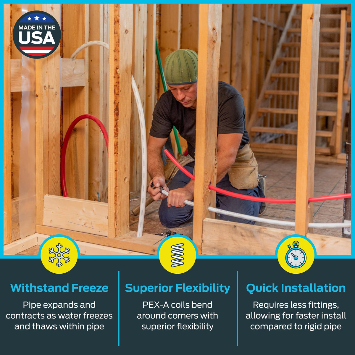 SharkBite PEX-A tubing with multiple compatible fittings for versatile plumbing