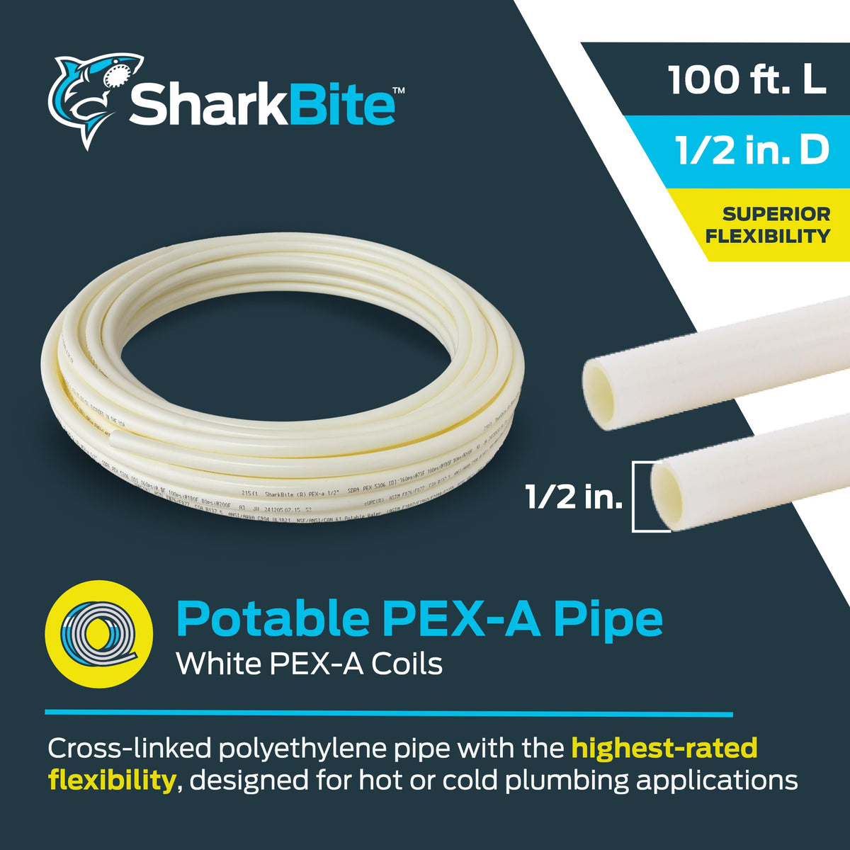 SharkBite PEX-A tubing demonstrating corner bend capability for easy routing