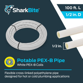 SharkBite PEX-B freeze-resistance close-up showing expansion for cold weather.