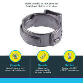 SharkBite PEX-RT pipe clamp ring enables tool-assisted quick installations.