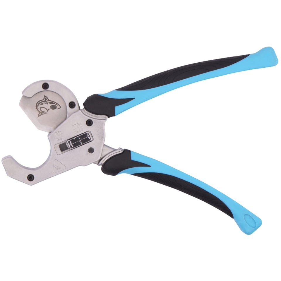 SharkBite Pro-Grade PEX Cutter cutting action delivers distortion-free pipe cuts.