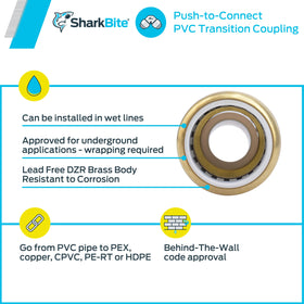 SharkBite tan collar end supports PEX CPVC PERT and copper piping