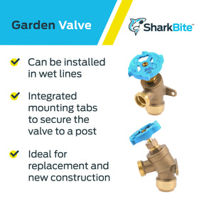SharkBite valve installed in a wet line demonstrates quick-connect capability.