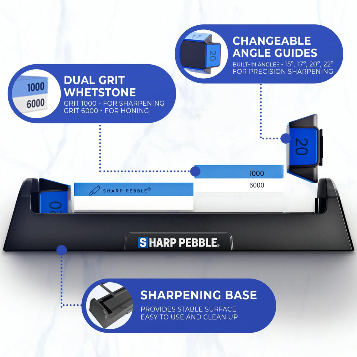 Sharp Pebble 6000 grit stone refines edges for razor-like sharpness
