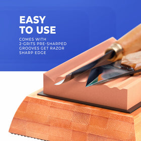 Sharp Pebble contoured grooves adapt to chisels and gouges for efficient edge restoration.