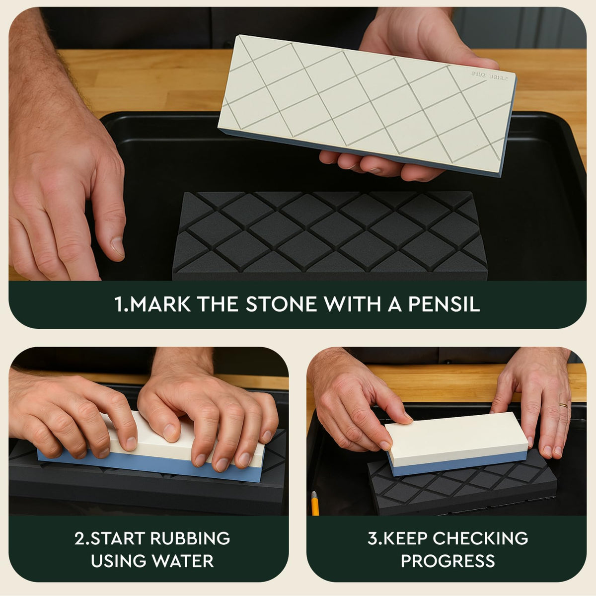 Sharp Pebble 320 grit fine side designed for higher grit stone refinement