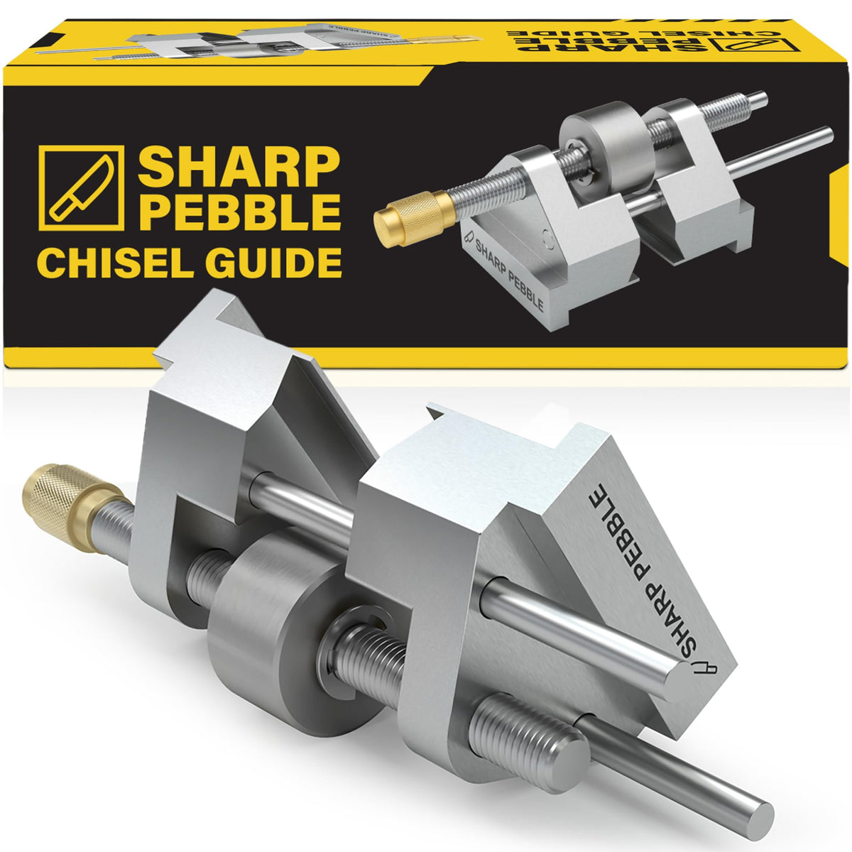 Sharp Pebble honing guide with angled adjustment for precise sharpening
