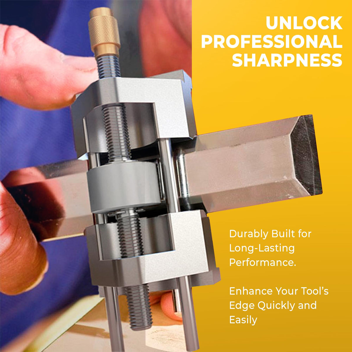 Sharp Pebble honing guide features bronze bearing for smooth movement